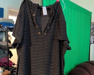 Time and Tru Black Striped Midi Dress